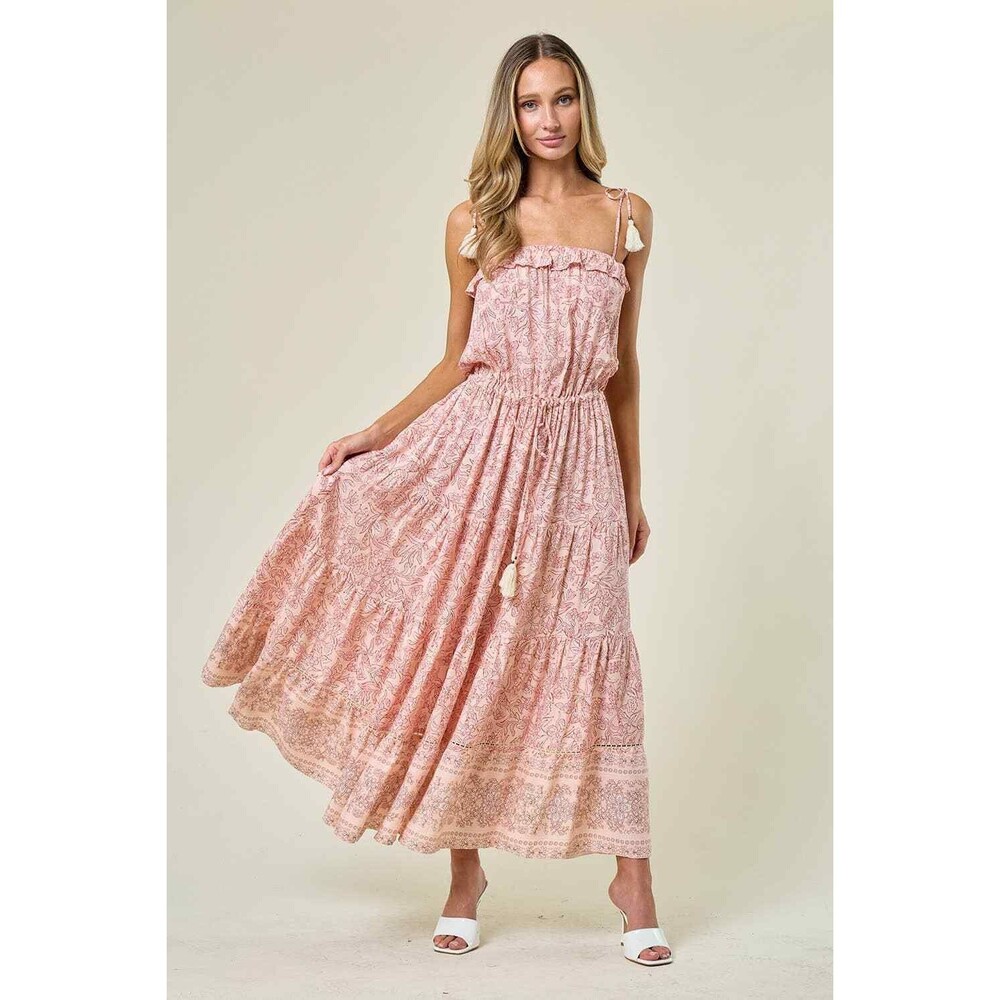Wisteria Lane Boho Border Print Maxi Dress